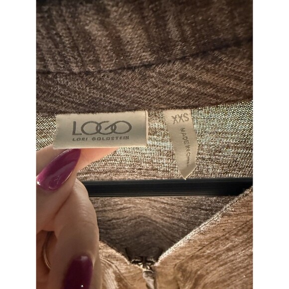 LOGO Lounge Lori Goldstein Cardigan Zip Up Copper Lace Hem Size XXS - Picture 3 of 4